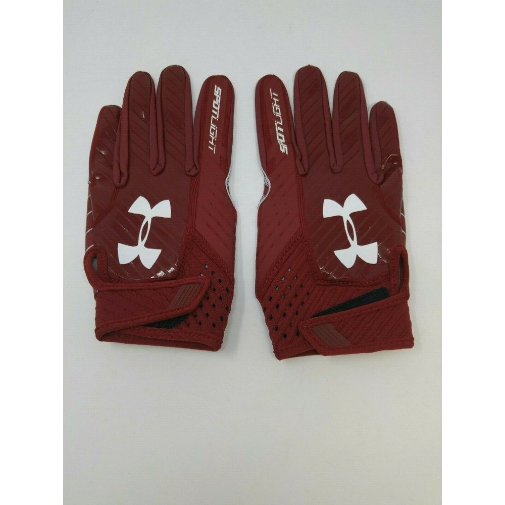 New Under Armour Men's Dark Red/Wine Spotlight WR Football Gloves - Size XLarge